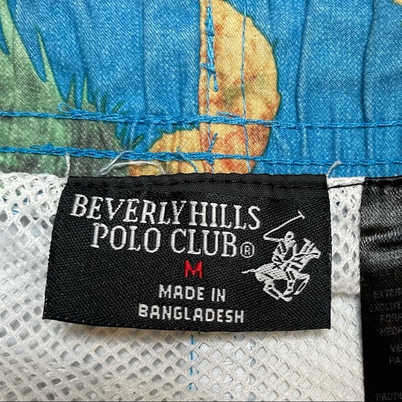 BEVERLY HILLS POLO CLUB Blue Pineapple Bathing Suit Medium - Picture 3 of 4